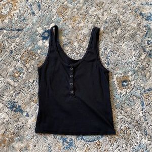 Black Button Tank Top